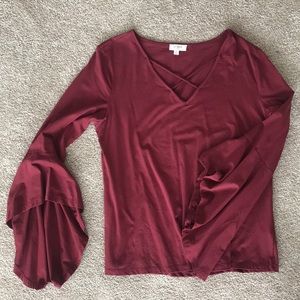 Maroon bell sleeve top
